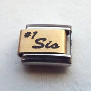 #1 Sis gold matte laser 9mm stainless steel italian charm bracelet link new